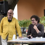 01/07/2021   Ravenna   Serata inaugurale dell' ottava edizione di ' Scrittura Festival '. nella foto il direttore della Biblioteca Classense Maurizio Tarantino, a sinistra, e Matteo Cavezzali, direttore di Scrittura  Festival.