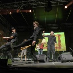 Foto Nicoloro G.   02/07/2023   Bagnacavallo ( RA )   La Milanesiana nel suo giro in Romagna fa tappa a Bagnacavallo. nella foto sul palco insieme gli Extraliscio e la Bandabardo\'.