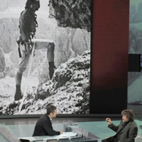 Foto Nicoloro G. 01/01/2012 Milano Trasmissione televisiva su Rai3 " Che tempo che fa " condotta da Fabio Fazio e interamente dedicata al ricordo dello scalatore ed esploratore Walter Bonatti. nella foto Fabio Fazio – Reinhold Messner