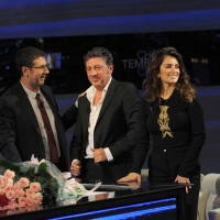 Foto Nicoloro G. 04/11/2012 Milano Trasmissione televisiva su Rai3 ” Che tempo che fa ” condotta da Fabio Fazio. nella foto Fabio Fazio – Sergio Castellitto – Penelope Cruz