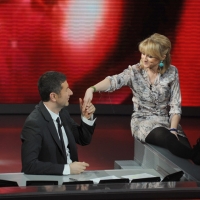 Foto Nicoloro G. 06/03/2011 Milano Trasmissione televisiva su Rai3 " Che tempo che fa " condotta da Fabio Fazio. nella foto Fabio Fazio – Luciana Littizzetto