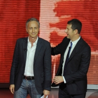 Foto Nicoloro G. 25/09/2011 Milano Trasmissione televisiva su Rai3 " Che tempo che fa " condotta da Fabio Fazio. nella foto Marco Travaglio – Fabio Fazio