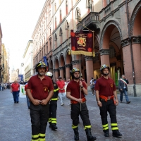 Foto Nicoloro G.  02/08/2014  Bologna    34esimo anniversario della strage alla stazione di Bologna. nella foto lo stendardo dei Vigili del Fuoco.
