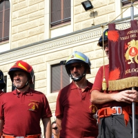 Foto Nicoloro G.  02/08/2015   Bologna   Trentacinquesimo anniversario della strage alla stazione di Bologna. nella foto lo stendardo dei Vigili del Fuoco che tanto si adoperarono il giorno della strage.